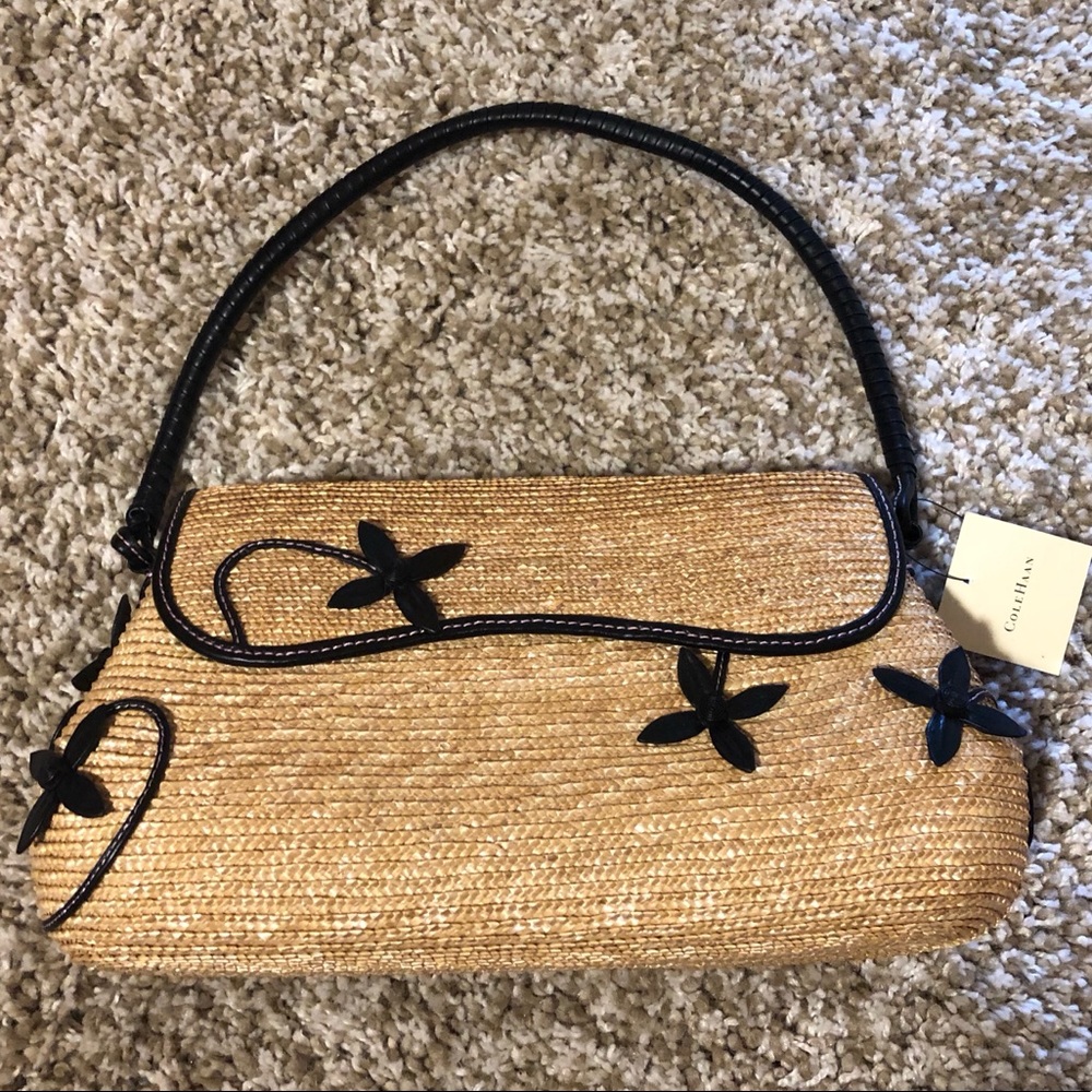 New Cole Haan Floral Straw Purse